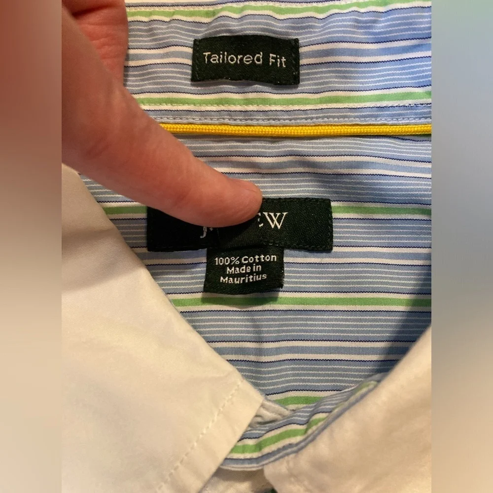 J. Crew Men’s‎ Size Large Blue/Green Striped Tailored Fit Button Down Shirt